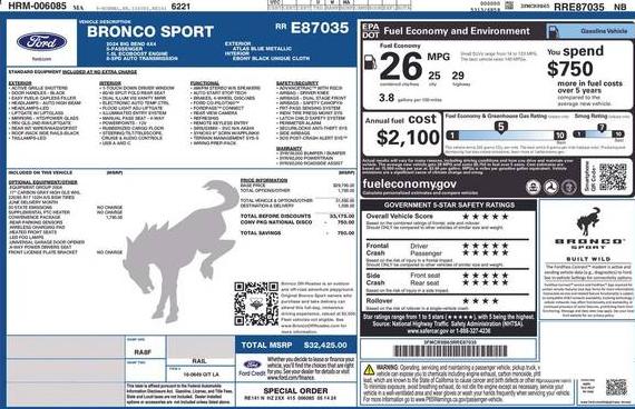 FORD BRONCO SPORT 2024 3FMCR9B65RRE87035 image